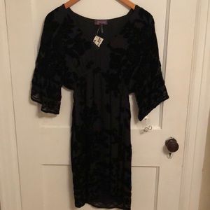 Black Hale Bob Black Beaded Burnout Dress